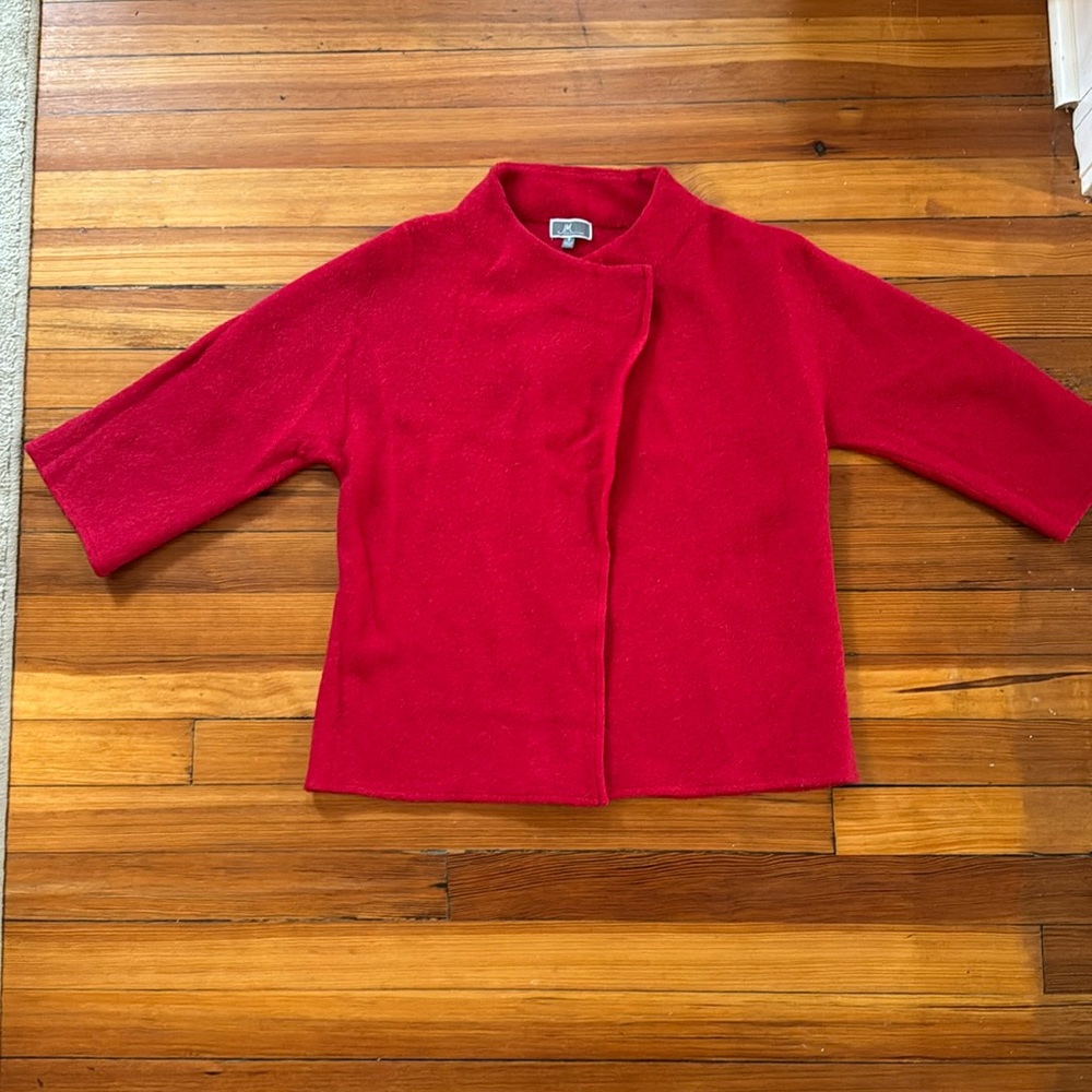 Red 100% wool cardigan